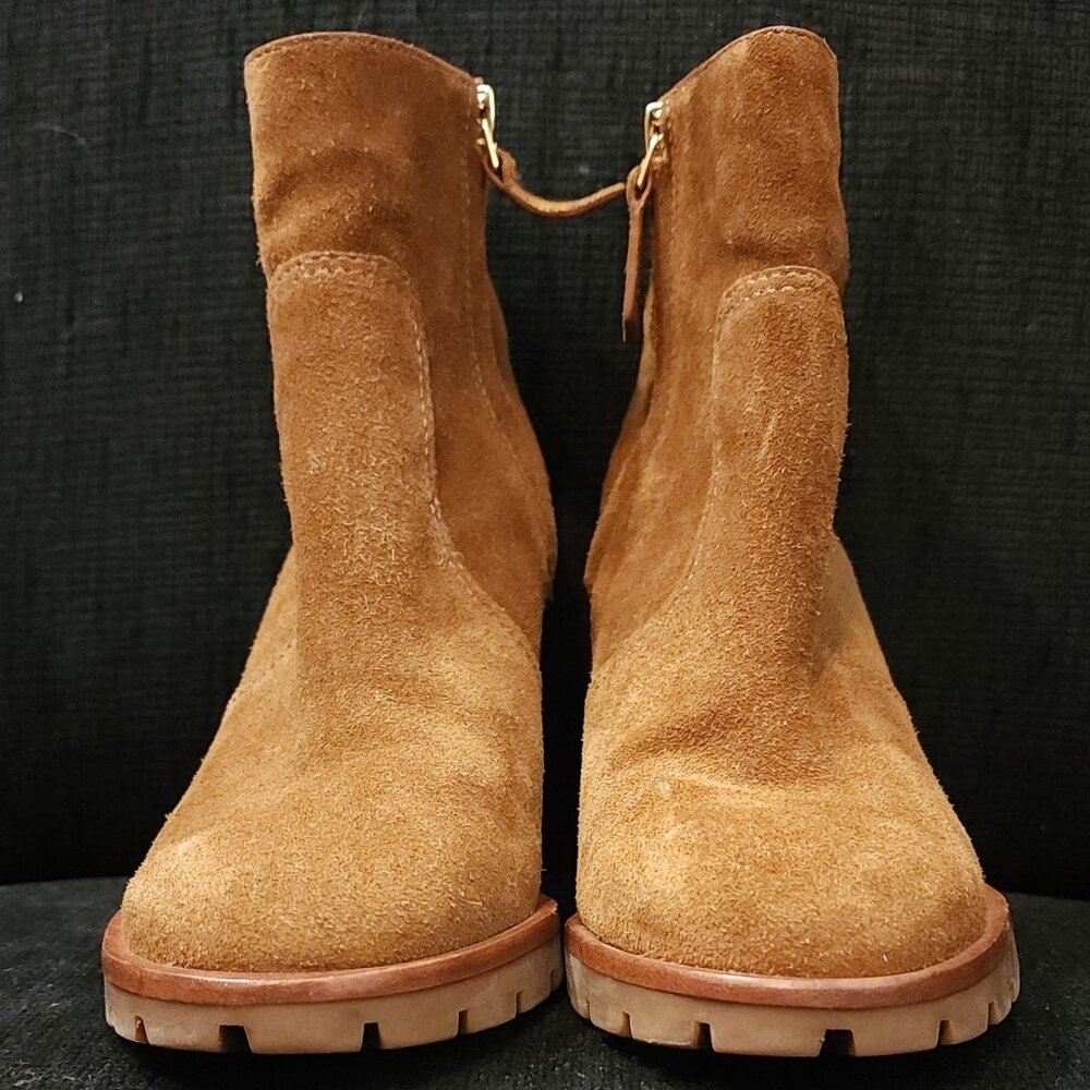 Tory Burch Sofia Lug Sole Leather Mid-Heel Booties - Women's Size 6 - Picture 3 of 10